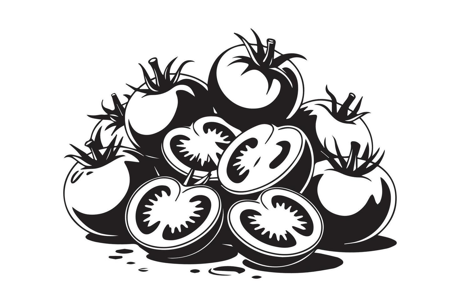 tomato black silhouette vector
