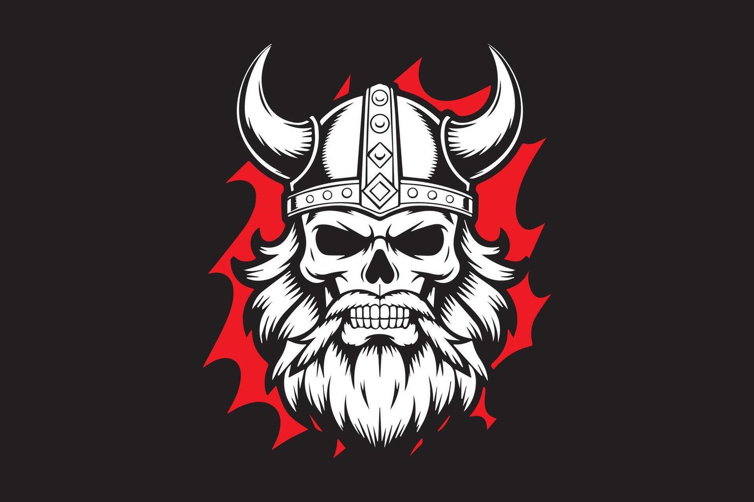 viking skull Black and White vector