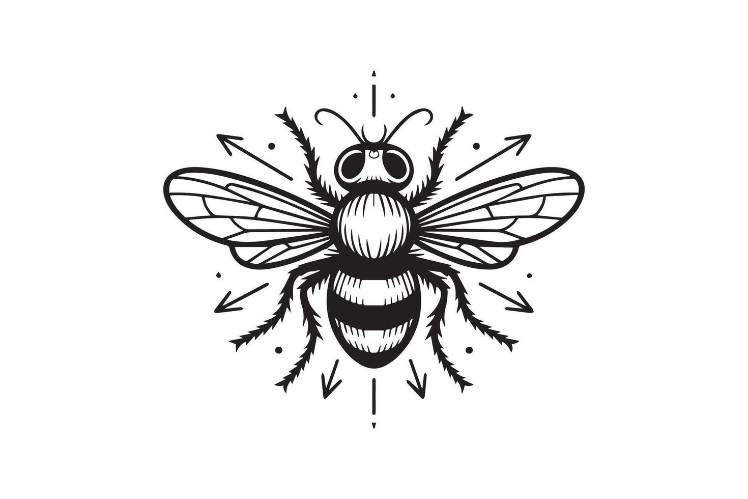 cute bee Black and White vector