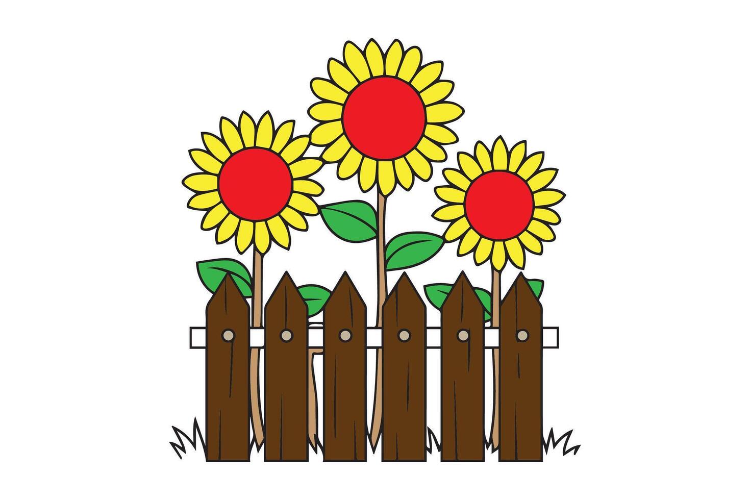 sunflowers Black and White vector