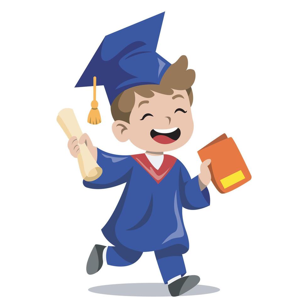 Cartoon Illustration of Boy Graduating vector