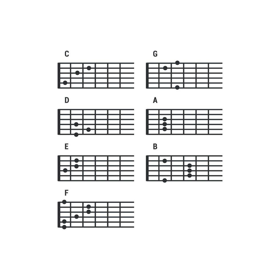 basic guitar chord template design. vector