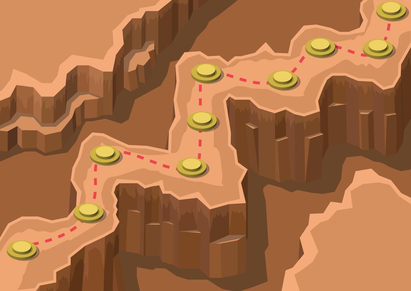 Desert Game Map with stage routes vector