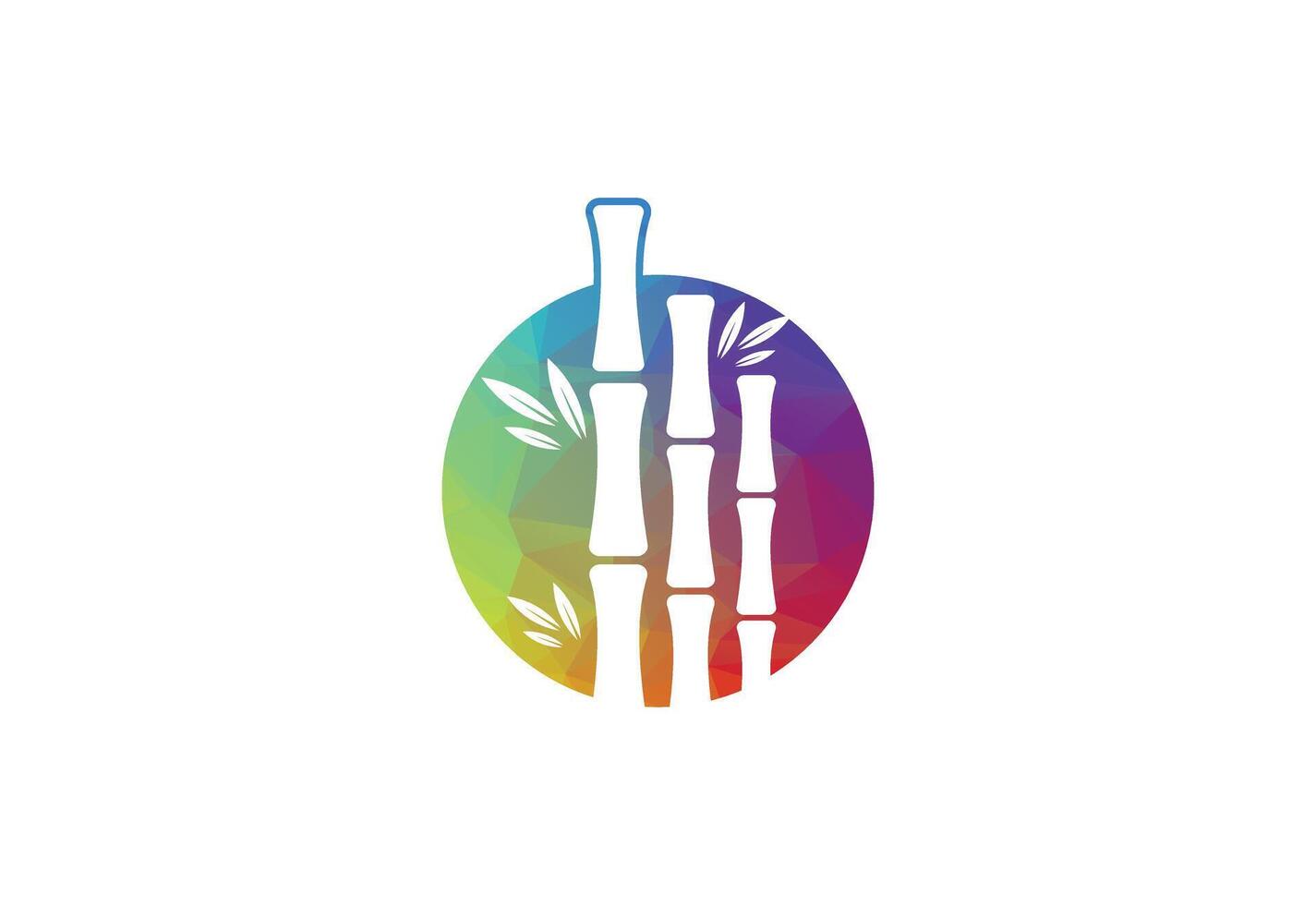 Colour Low Poly with Round Bamboo logo design, design Concept vector