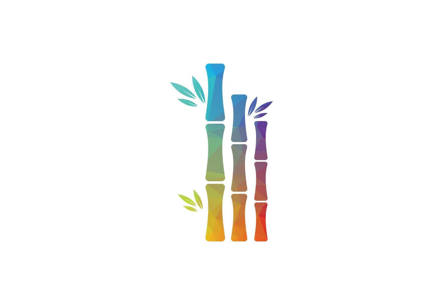 Colour Low Poly with Bamboo logo design, design Concept vector