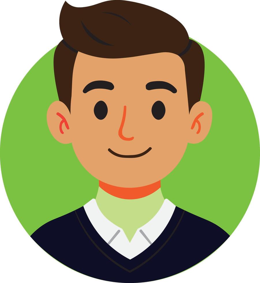 Flat Style Cartoon Boy Avatar Smiling Male Profile Icon for App Web and Social Media vector