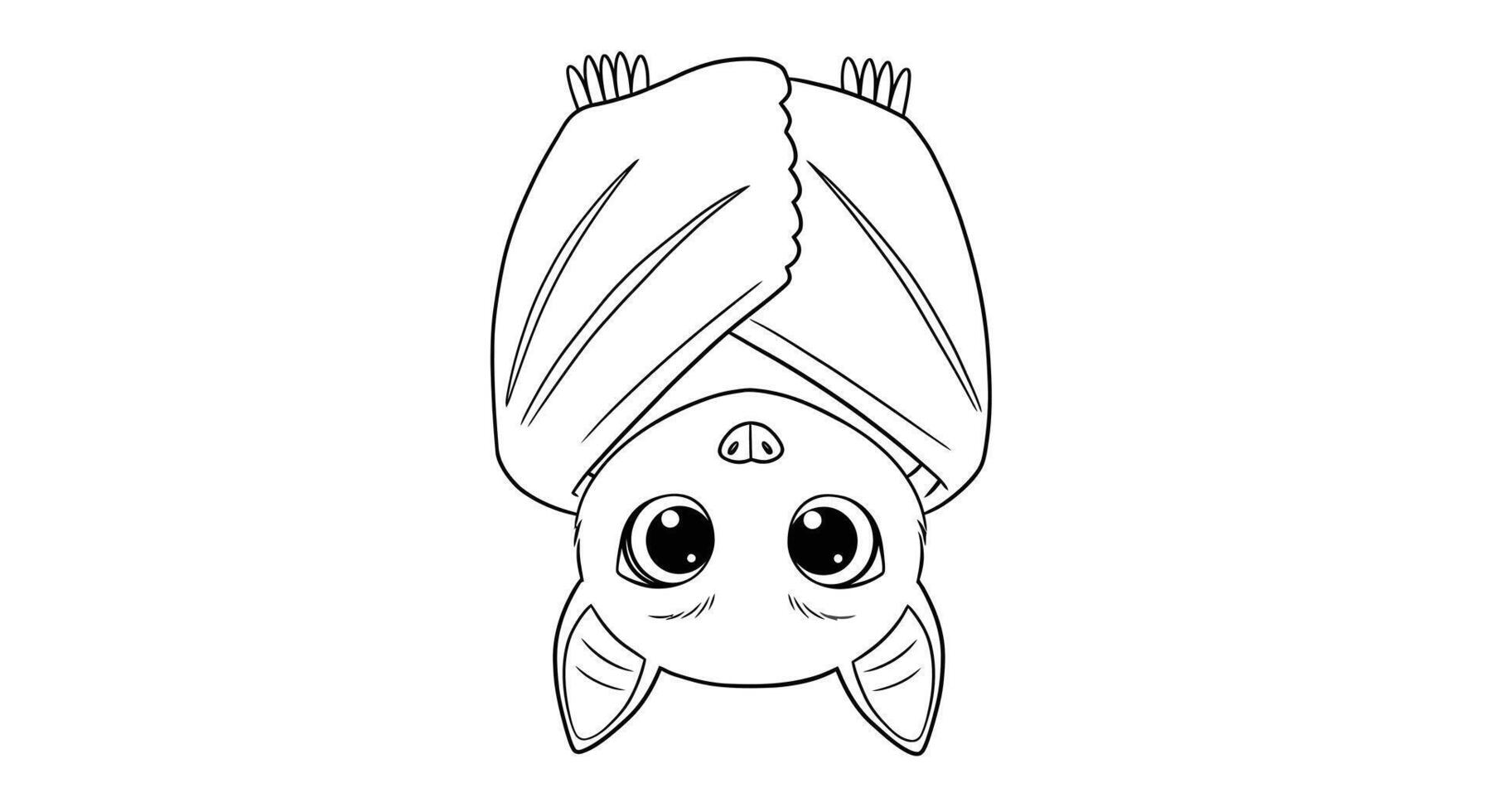 Sweet Bat Character Wrapped in a Warm Blanket Coloring Page for Kids vector