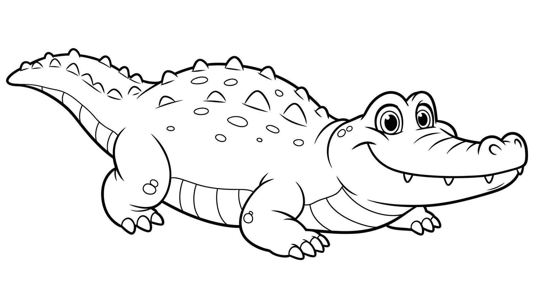 Cheerful Friendly Crocodile Cartoon Coloring Page for Kids vector