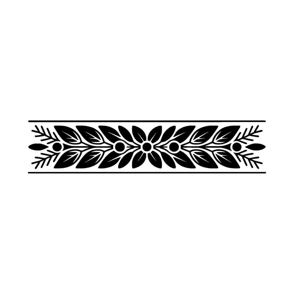Elegant Floral Border Ornament In Black And Red, Minimalist vector