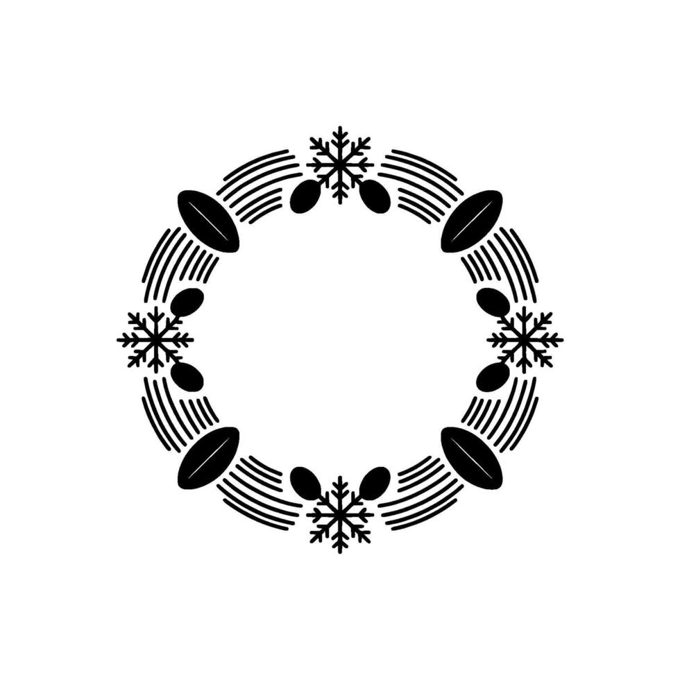 Minimalist Winter Wreath Snowflake Oval vector