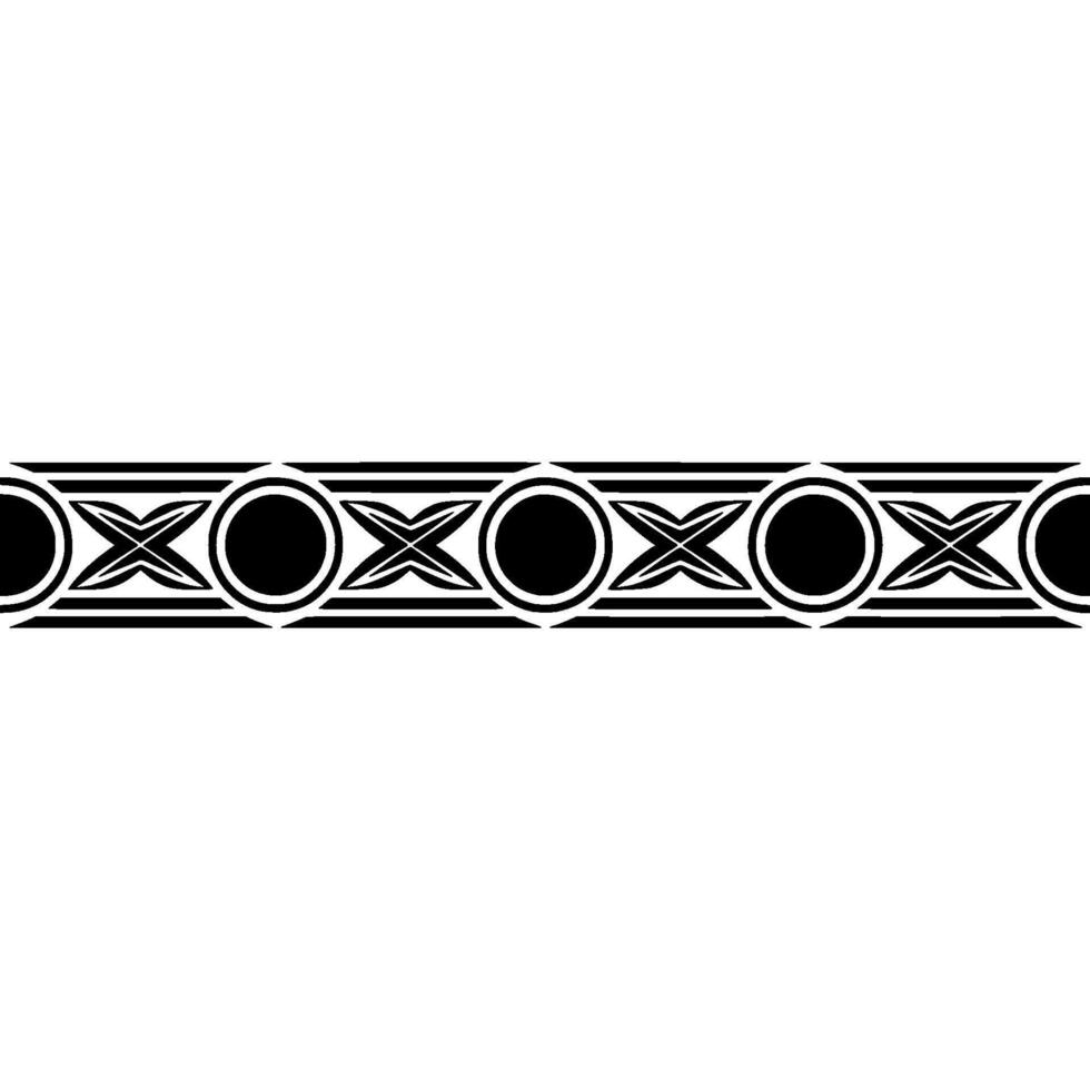 Geometric Border Ornament On White, Black And White vector