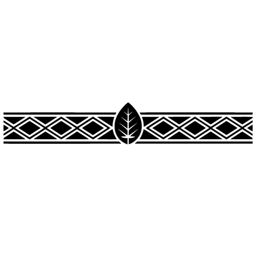 Geometric Leaf Motif Border In Black White vector