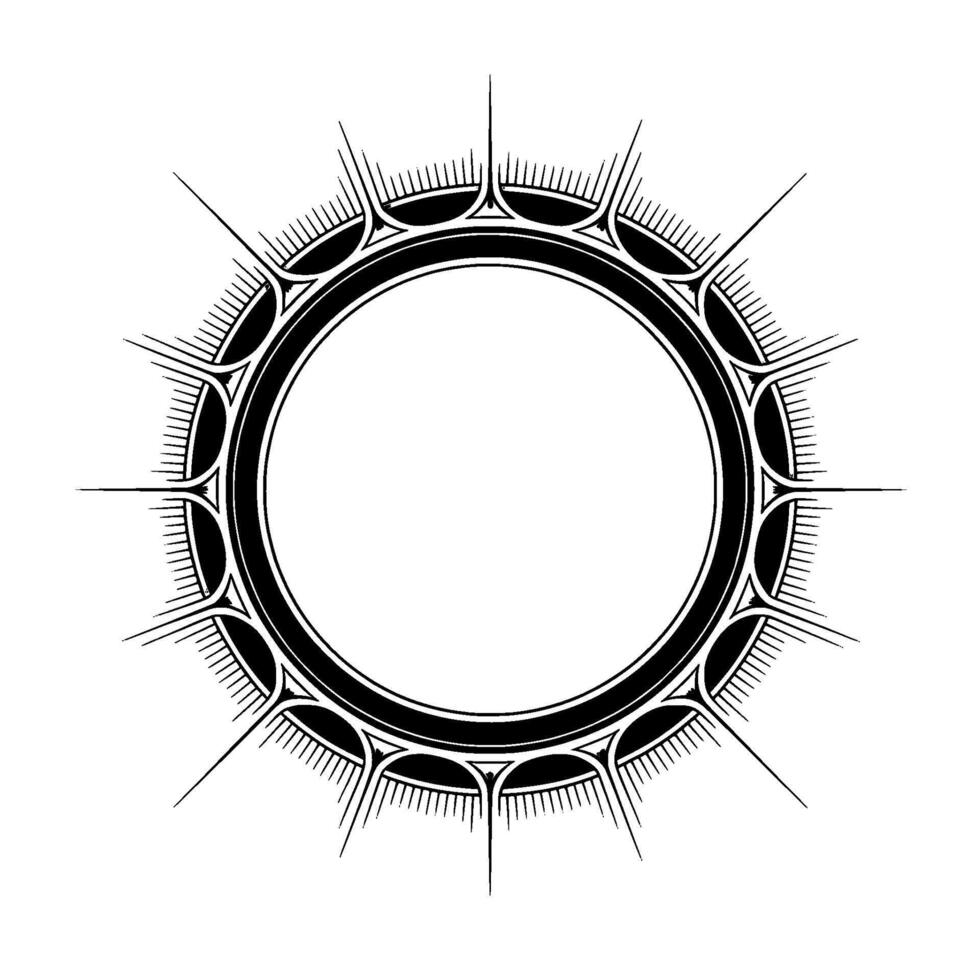 Ornate Circular Frame With Spikes Illustration, Minimalist vector
