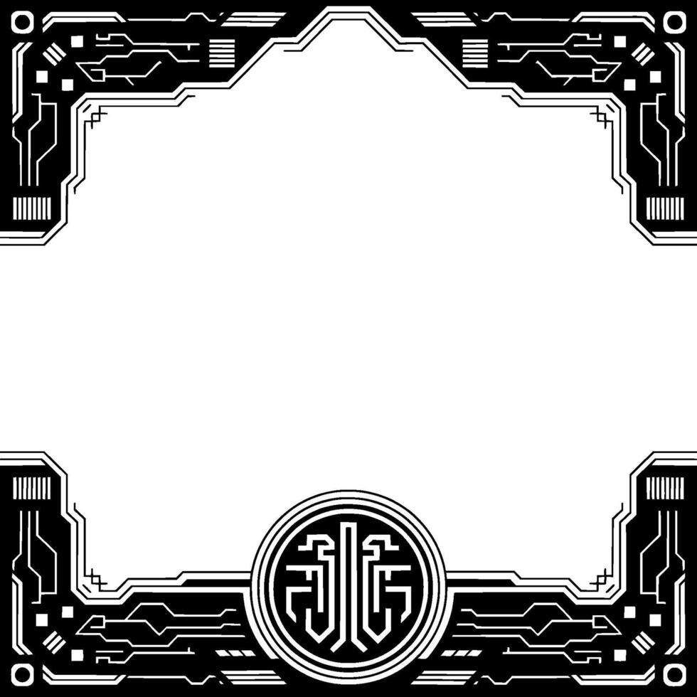 Tech Frame, Black And White Circuitry For Digital Interface vector