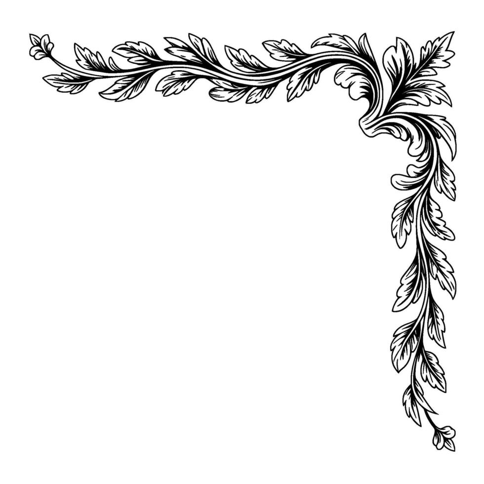 Elegant Corner Flourish Vintage Leaf Illustration vector