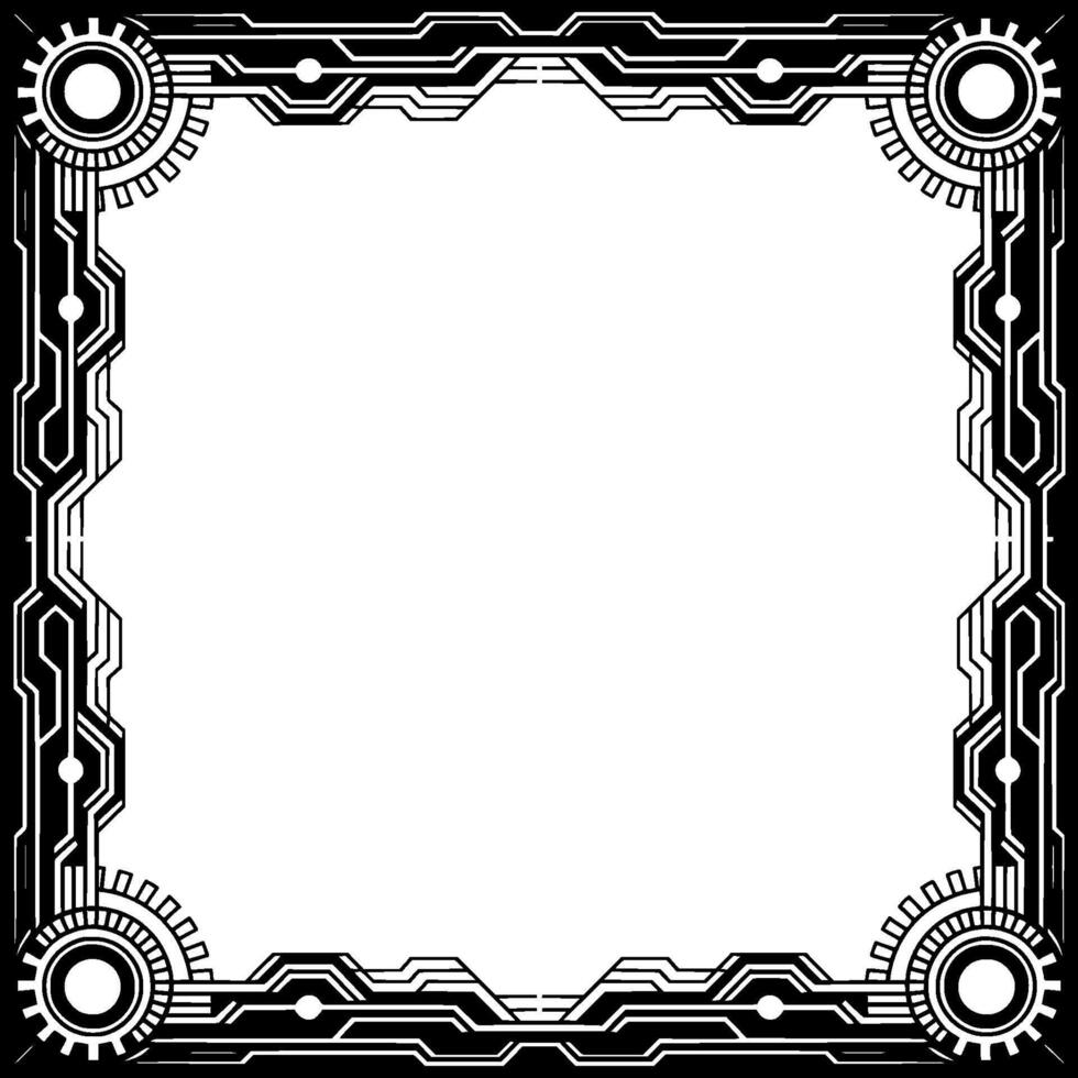 Art Deco Tech Frame Modern Geometric Border With Empty Space vector