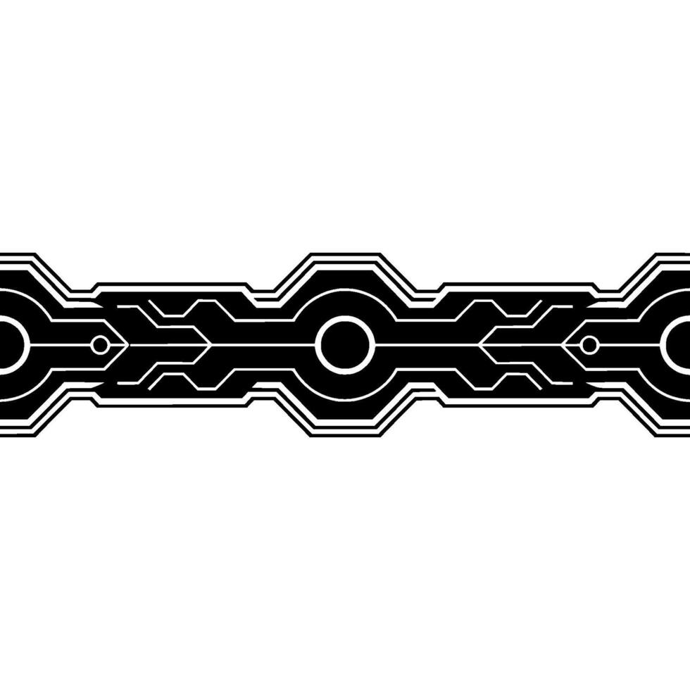 Futuristic Circuit Board Border Black White Tech Element vector