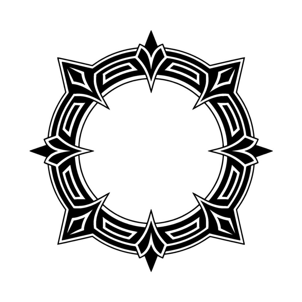 Geometric Black White Ornamental Circle Frame, Art Deco Style vector