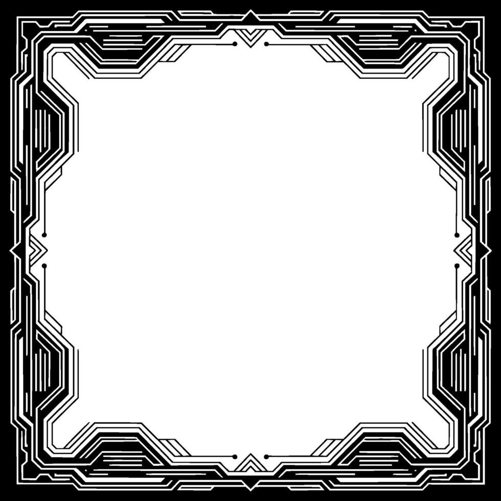 Geometric Tech Frame Futuristic Border With Circuit Board vector