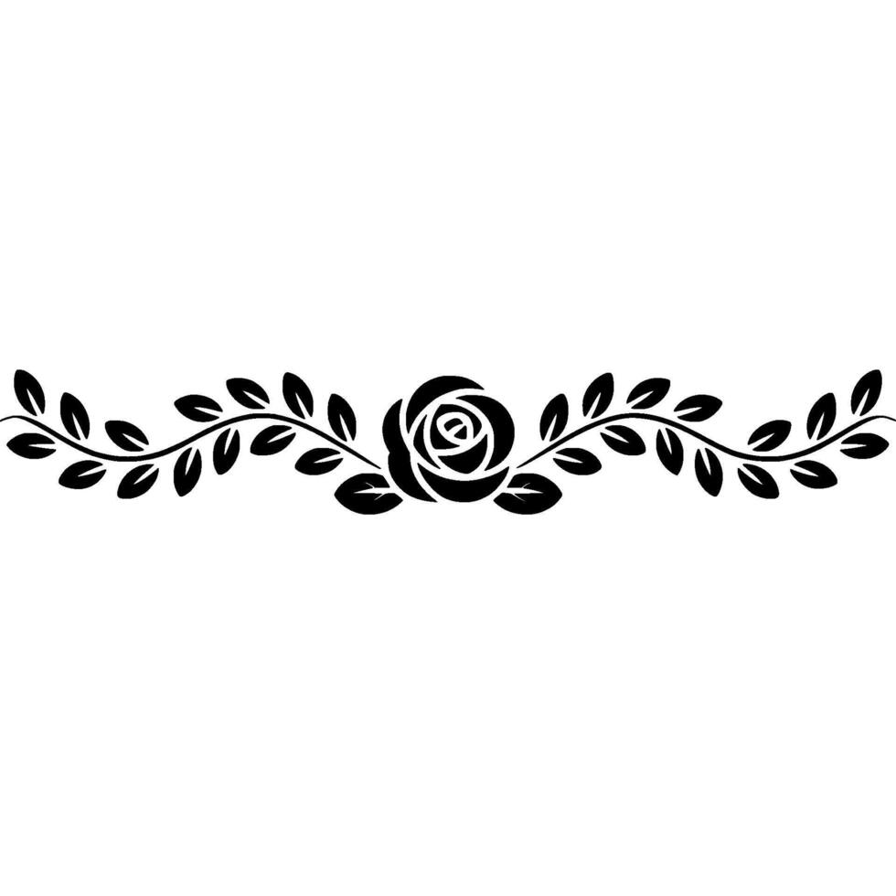 Elegant Black Rose And Leaf Border vector