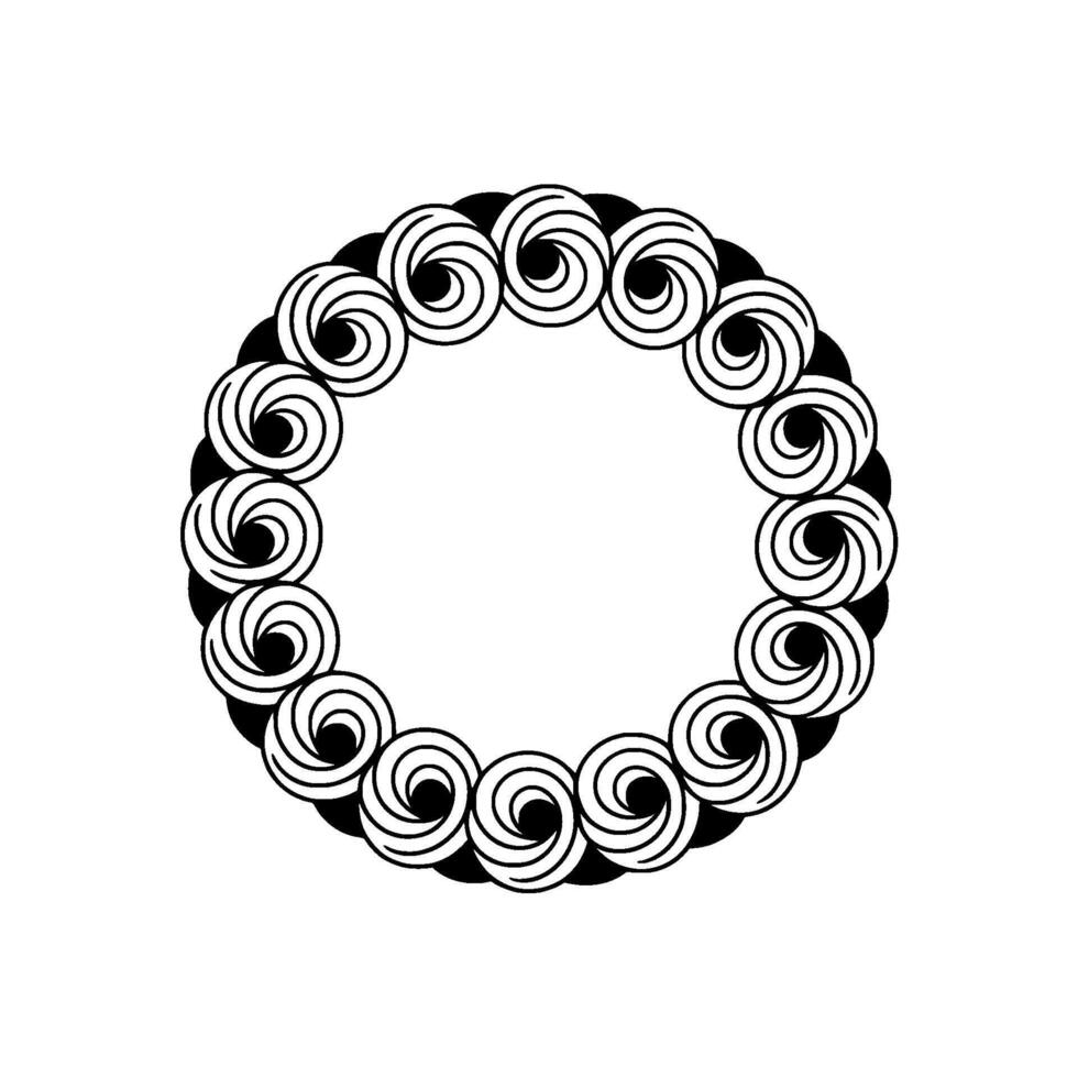 Decorative Swirls Circle Frame, Black And White Minimalist vector