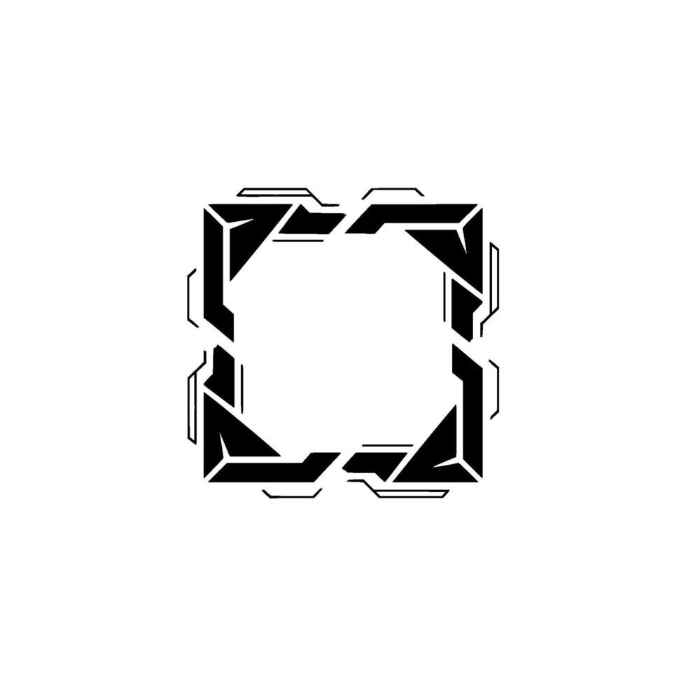 Tech Frame Futuristic Square Element With Minimalist Black White Aesthetics vector