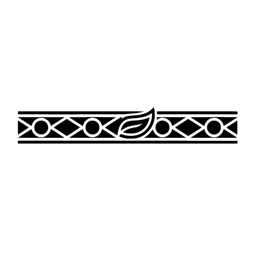 Decorative Border Element Black Leaf And Geometric Pattern On White vector