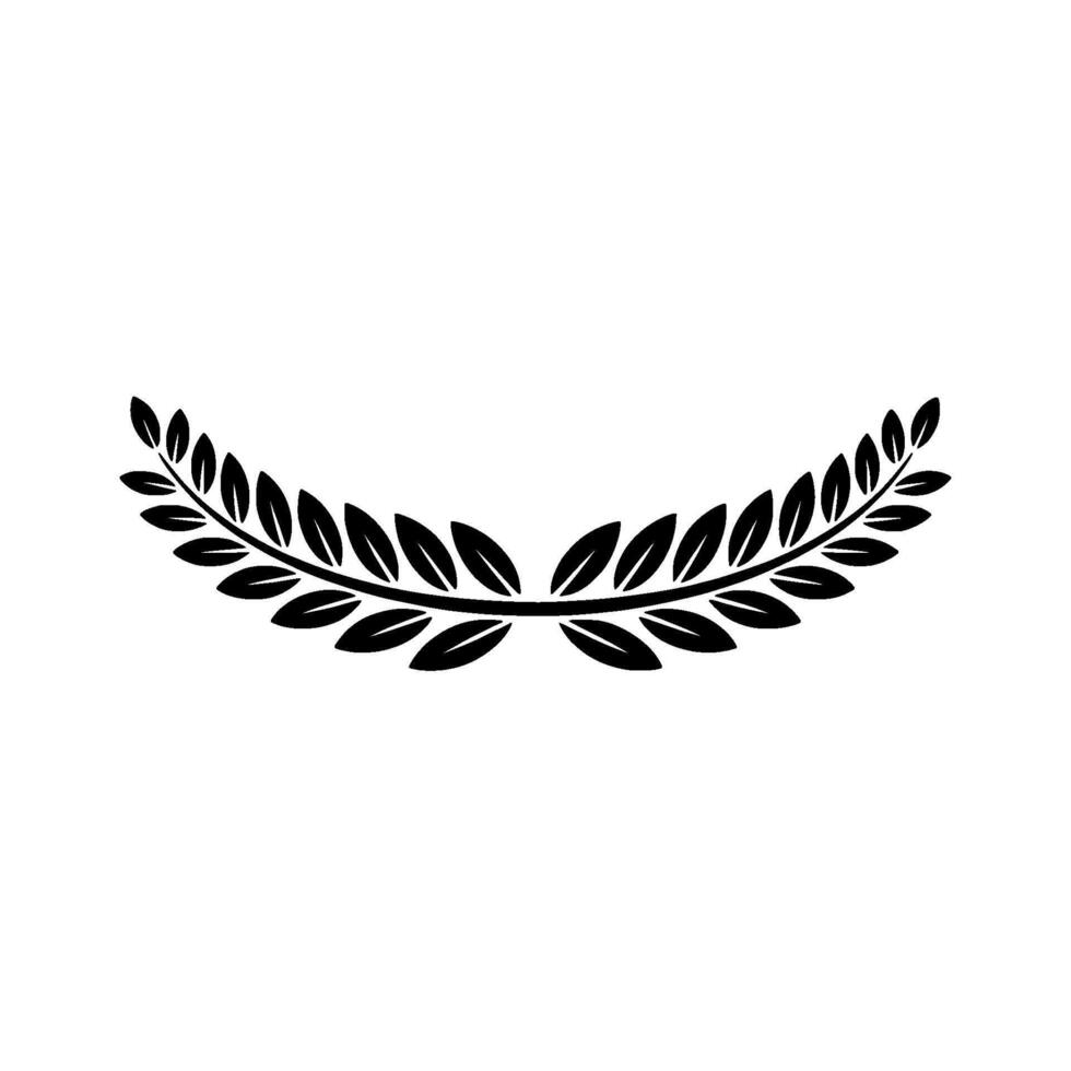 Simple Black Laurel Wreath On White, Elegant Emblem vector