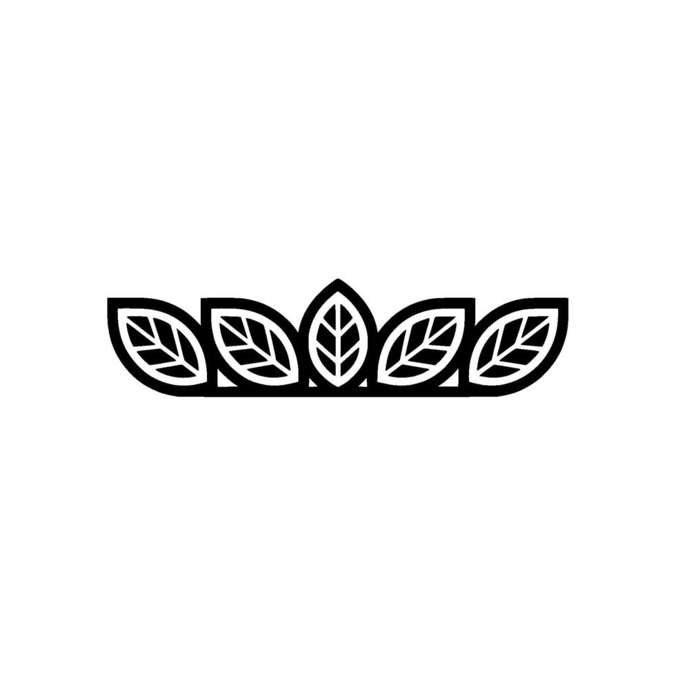 Minimalist Leaf Crown, Black And White Organic vector