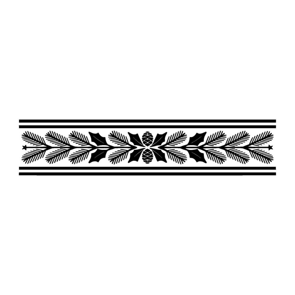 Elegant Black And White Christmas Border With Pine Cones And Foliage vector