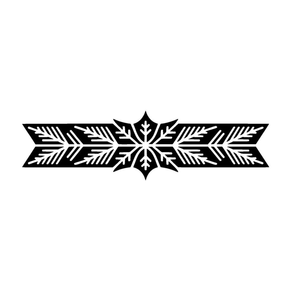 Elegant Black White Winter Ornament Border On White vector