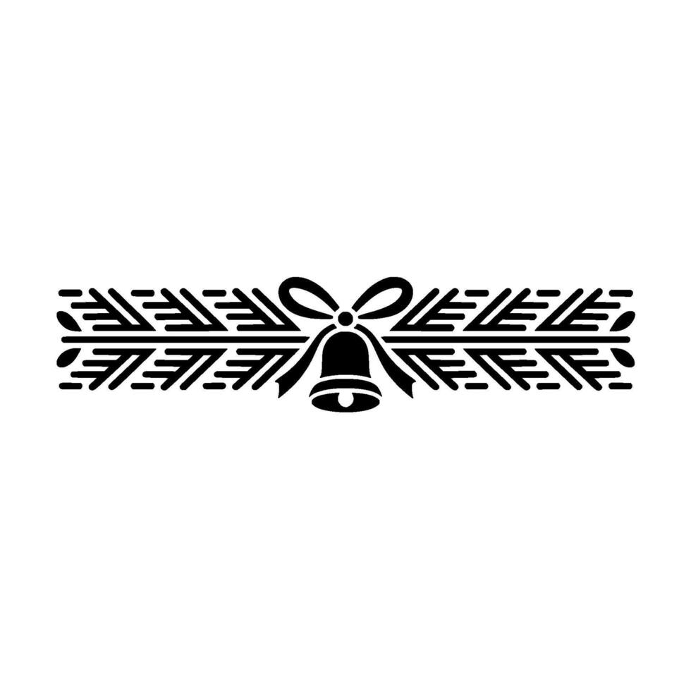 Elegant Black Christmas Border With Bell, Ribbon, And Pine vector
