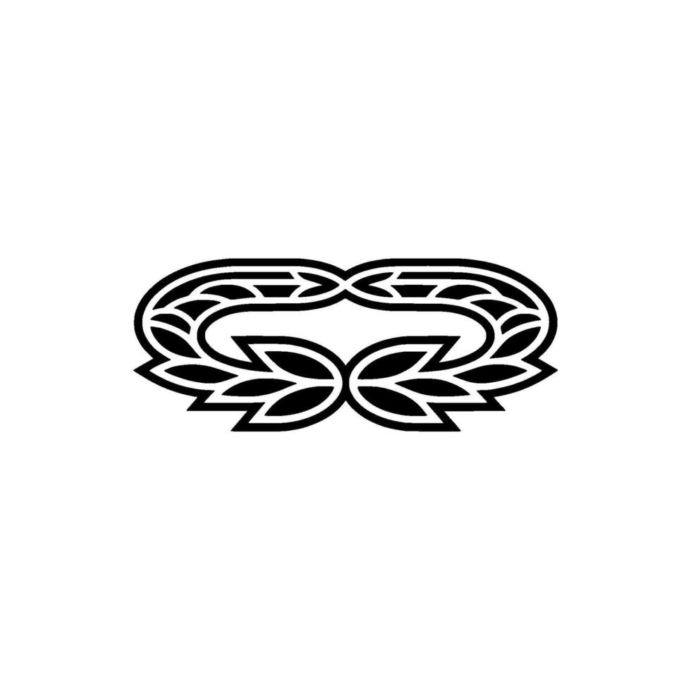 Elegant Minimalist Laurel Wreath Illustration, Black White On White Background vector