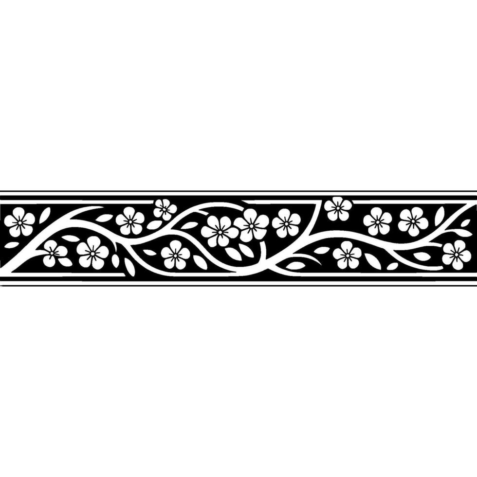Elegant Floral Border, Monochrome, Minimalist, Decorative Element vector