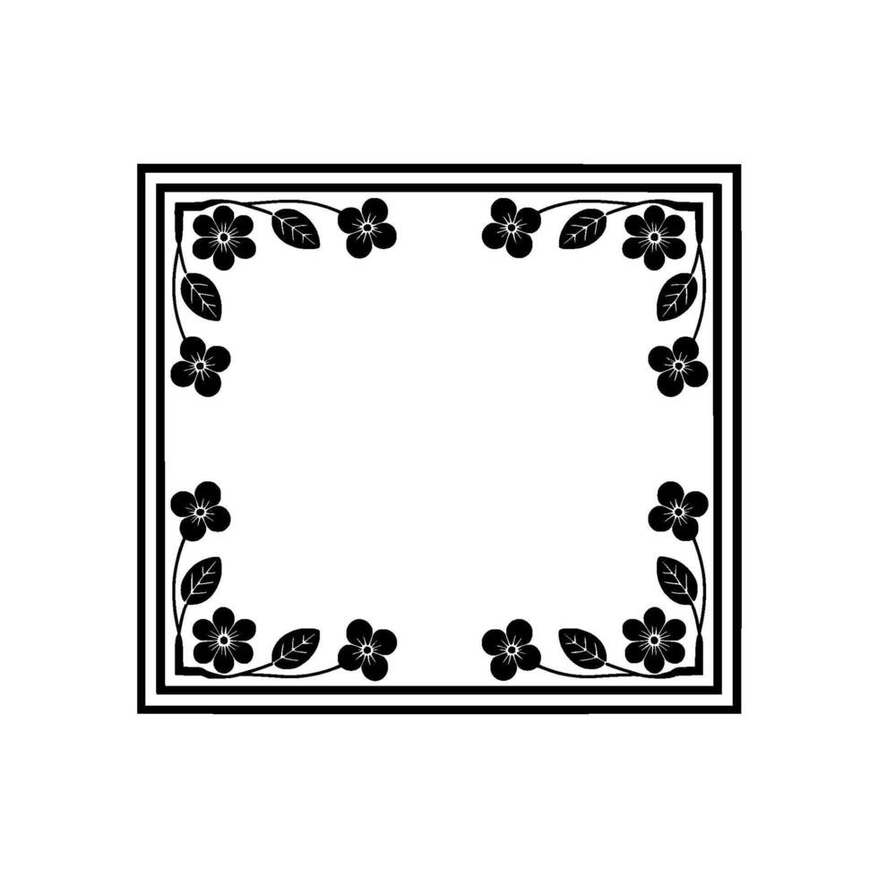 Minimalist Floral Frame in Black and White, for Invitations and Greetings vector