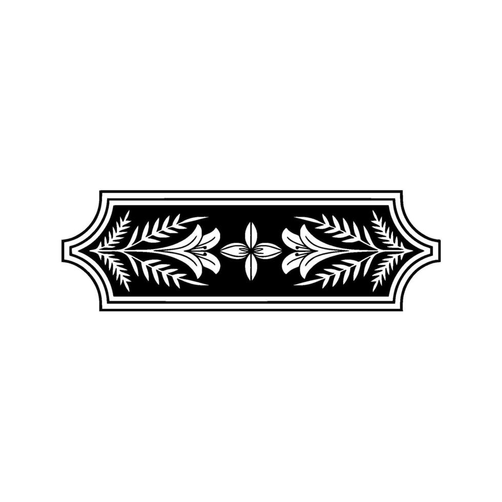 Elegant Black and White Floral Border, Ornament, Classic Style vector