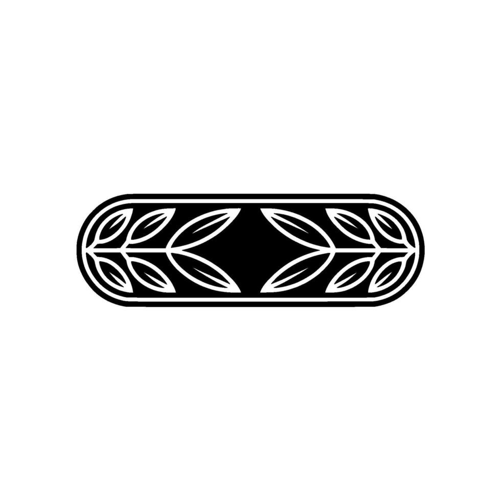 Minimalist Leafy Emblem, Black White, Geometric, Elegant, for vector