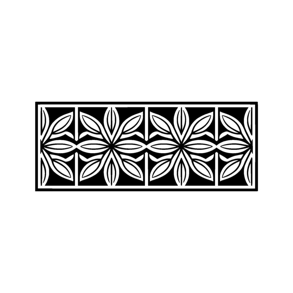 Geometric Floral Pattern in Black and White, Minimalist vector