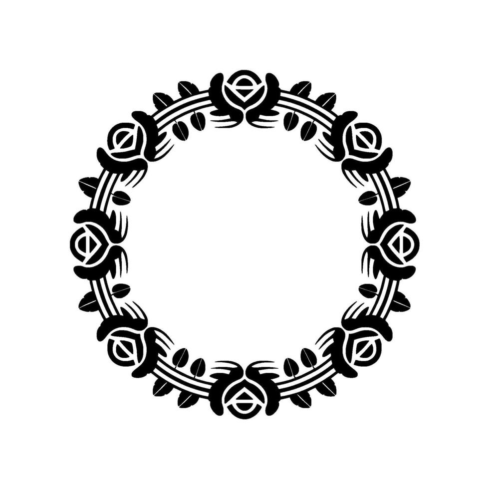 Elegant Black Rose Wreath on White Background vector
