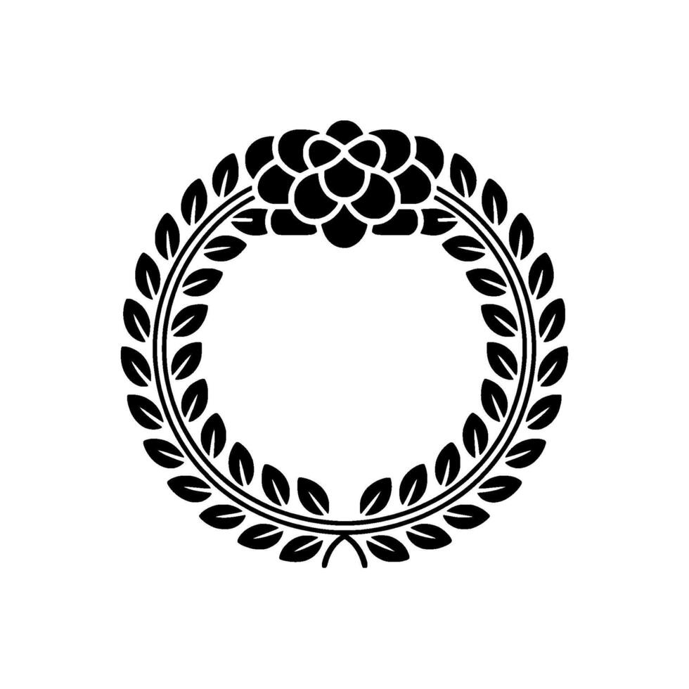 Elegant Black Floral Wreath Emblem on Soft White Background vector