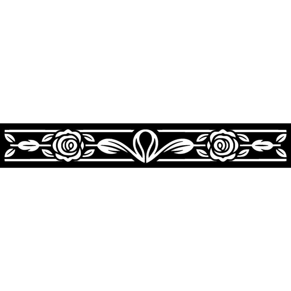 Elegant Floral Border, Black and White, Decorative, Simple vector