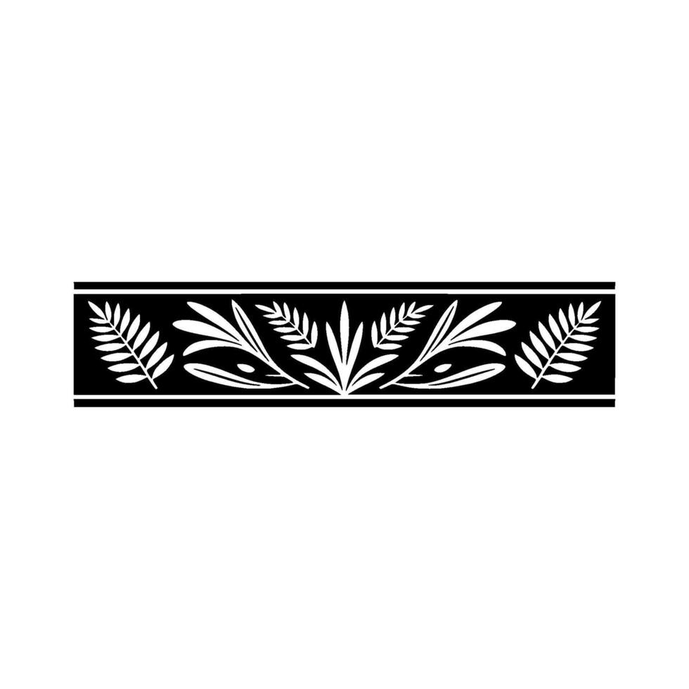 Elegant Black White Floral Border, Illustration - Leaves vector