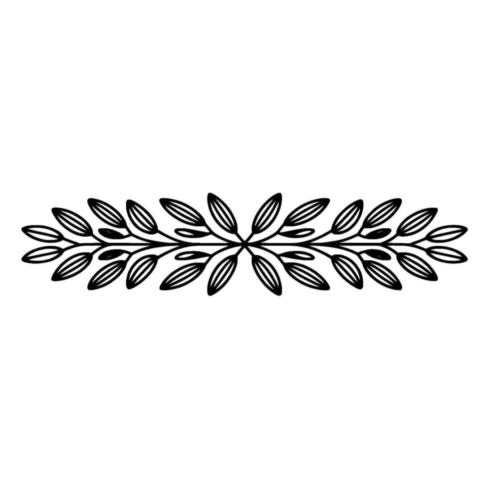 Elegant Black and White Leafy Border Decorative Element, vector