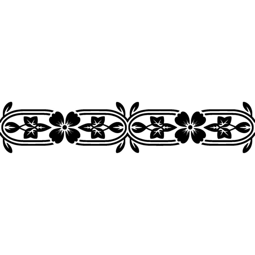 Floral Border in Black White, Decorative Element vector