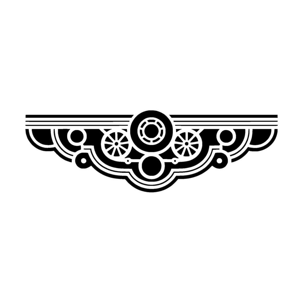 Art Deco Mechanical Ornament in Black White vector
