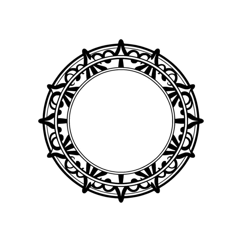 Elegant Circular Decorative Frame with Geometric Pattern on White Background vector