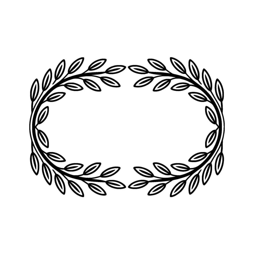 Minimalist Laurel Wreath Frame, Black on White, Decorative vector
