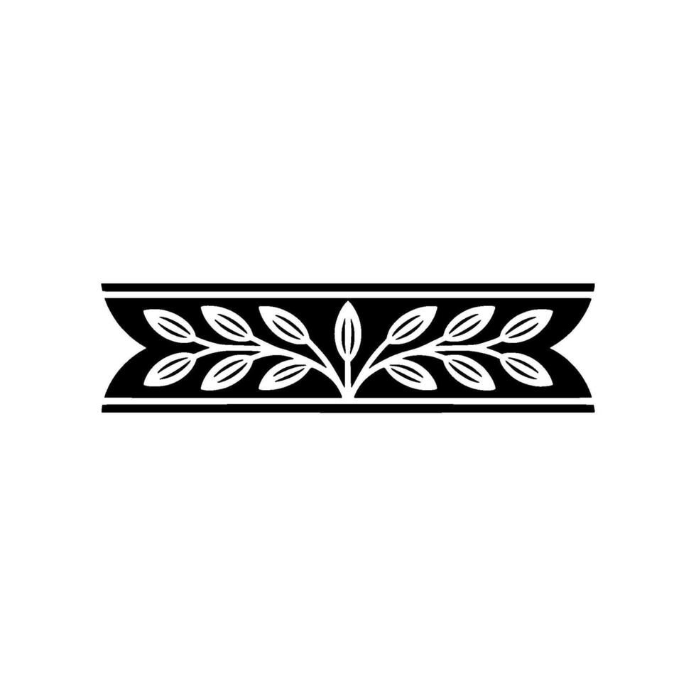 Elegant Black and White Leaf Border on Gray Background vector