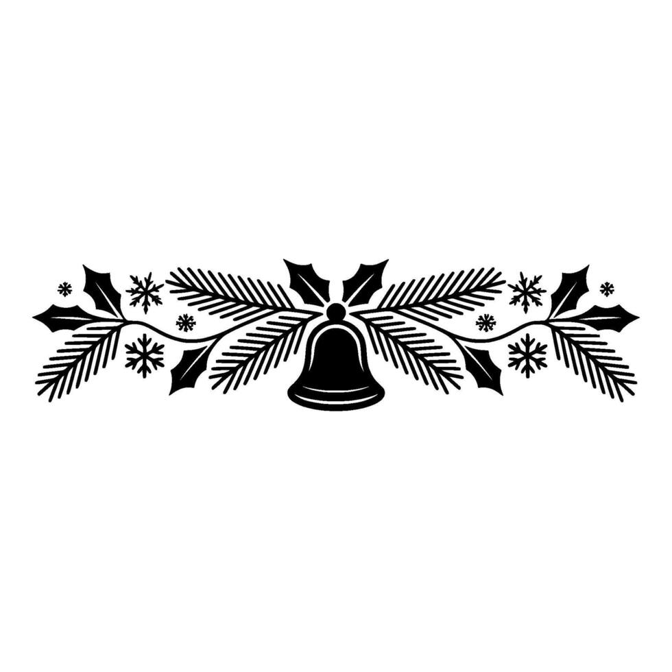 Festive Black and White Christmas Garland Illustration vector