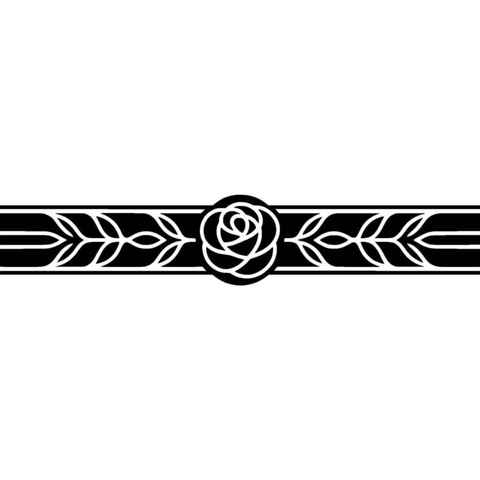 Elegant Minimalist Rose Border, Black and White Decorative vector